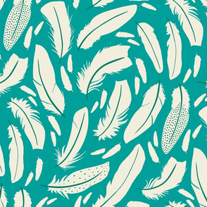 Feathers on Teal Blue