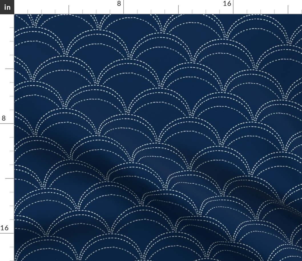 large wave stitch navy