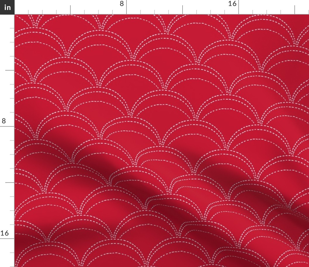 large wave stitch red