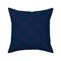 large wave stitch navy blue and red