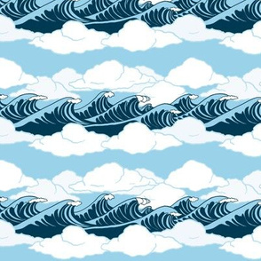 Wind, Waves and Clouds on a Blue Sky