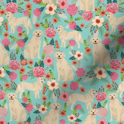 Golden Retriever, dog dogs, florals, flowers, cute nursery baby girls pastel mint all  over dog print