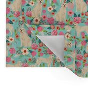 Golden Retriever, dog dogs, florals, flowers, cute nursery baby girls pastel mint all  over dog print