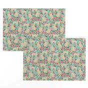 Golden Retriever, dog dogs, florals, flowers, cute nursery baby girls pastel mint all  over dog print