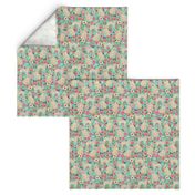 Golden Retriever, dog dogs, florals, flowers, cute nursery baby girls pastel mint all  over dog print