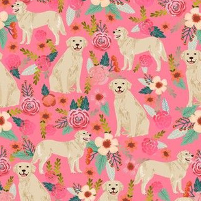 Golden Retriever fabric, dog dogs, florals, flowers, cute nursery baby girls pastel mint all  over dog print