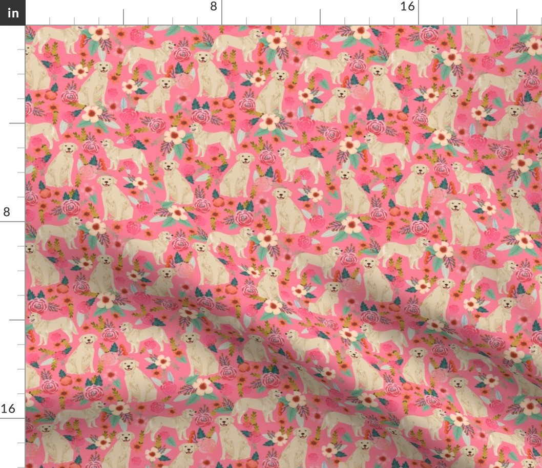 Golden Retriever fabric, dog dogs, florals, flowers, cute nursery baby girls pastel mint all  over dog print