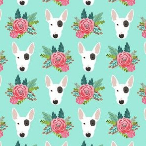 Bull Terrier floral flowers bull terriers fabric cute nursery baby girls fabric