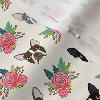 Boston Terrier heads florals, flowers cute dog dogs, pet dog faces