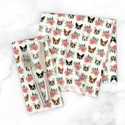 Boston Terrier heads florals, flowers cute dog dogs, pet dog faces