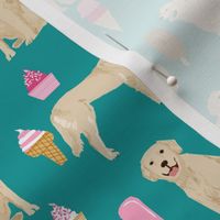 Golden Retriever, golden, dog, ice cream summer, ice creams, funny, food, cute dog fabric