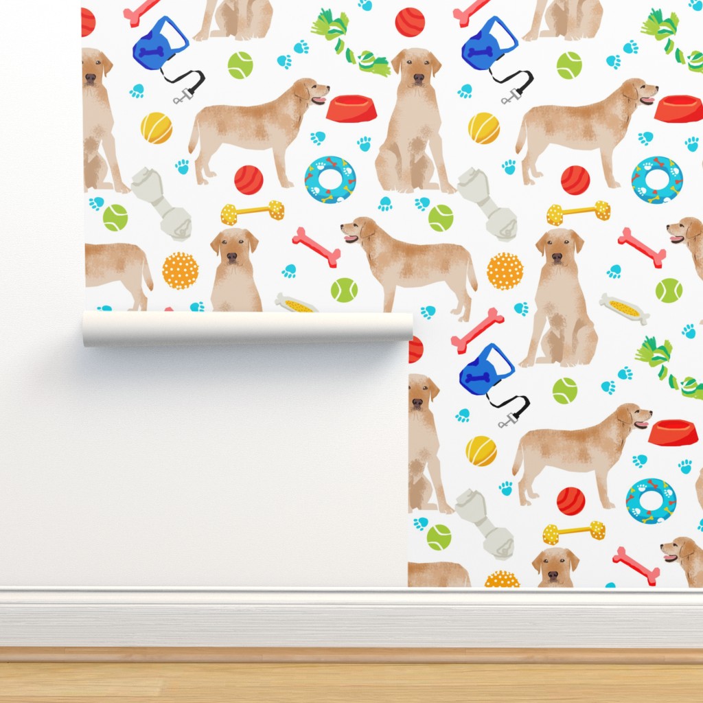 Labrador Retriever dog dog toys leash Wallpaper | Spoonflower