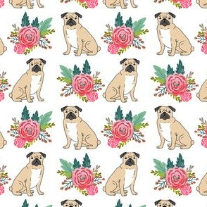 Pug flowers, florals, bouquet, painted floral, pug dog, pugs, pug, girls nursery baby