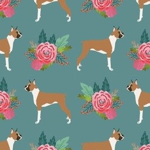 Boxer with flowers, boxer dogs, boxer, cute dog flowers, florals, pet dog, boxer owners will love this floral girly trendy sweet nursery baby print
