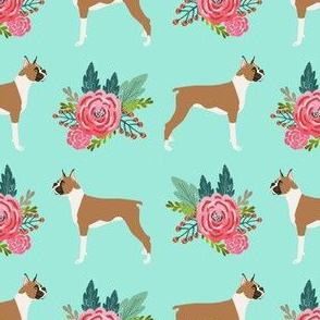 Boxer with flowers, boxer dogs, boxer, cute dog flowers, florals, pet dog, boxer owners will love this floral girly trendy sweet nursery baby print