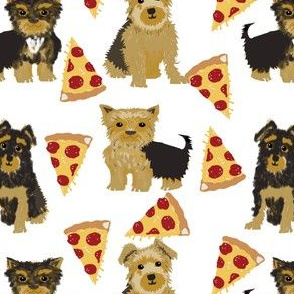 Yorkie pizza, yorkshire terriers pizza funny cute dog novelty food print for yorkie owners best dog fabrics for home dec