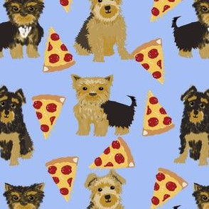 Yorkie pizza, yorkshire terriers pizza funny cute dog novelty food print for yorkie owners best dog fabrics for home dec