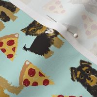 Yorkie pizza, yorkshire terriers pizza funny cute dog novelty food print for yorkie owners best dog fabrics for home dec