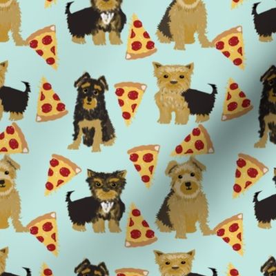 Yorkie pizza, yorkshire terriers pizza funny cute dog novelty food print for yorkie owners best dog fabrics for home dec