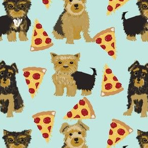 Yorkie pizza, yorkshire terriers pizza funny cute dog novelty food print for yorkie owners best dog fabrics for home dec