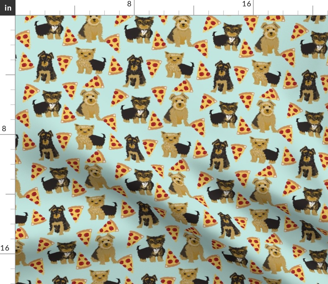 Yorkie pizza, yorkshire terriers pizza funny cute dog novelty food print for yorkie owners best dog fabrics for home dec