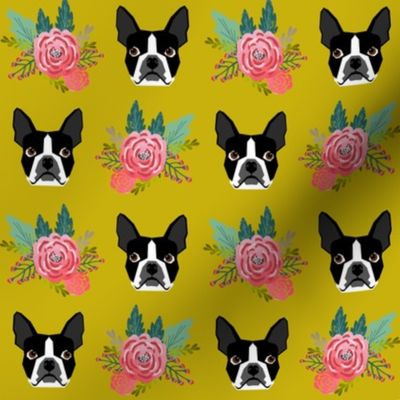 boston terrier florals cute dog face flowers dogs