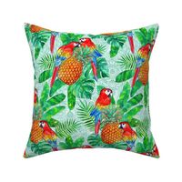 Pineapples and Parrots Tropical Summer Pattern large version