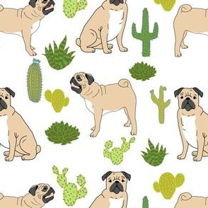 pugs cactus dog cute pet dogs pugs cacti sweet white nursery baby kids design for pug owners