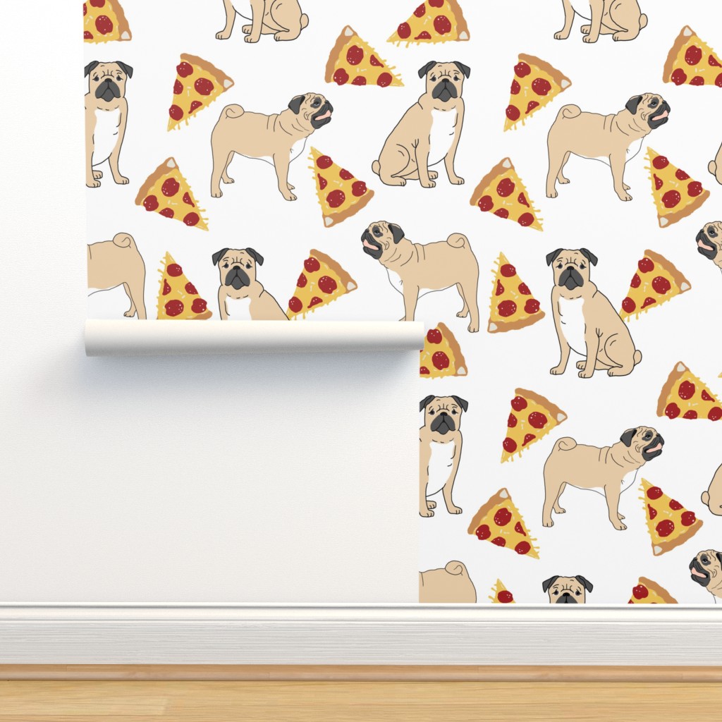 pizza pugs pug dog food novelty funny Wallpaper | Spoonflower