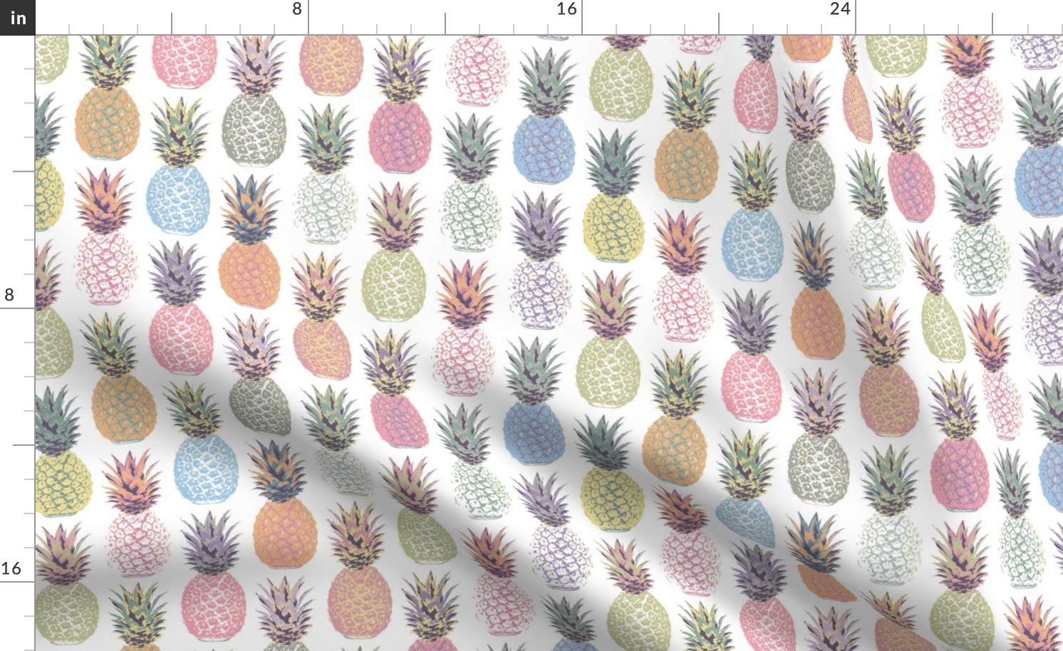 Pastel Pineapple Summer, Soft Hued Tropical Fruit