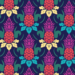 Pineapple Jewel Tone Tiki Pattern