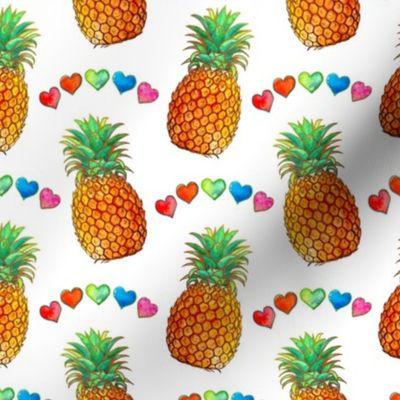 Happy Summer Pineapples and Rainbow Hearts