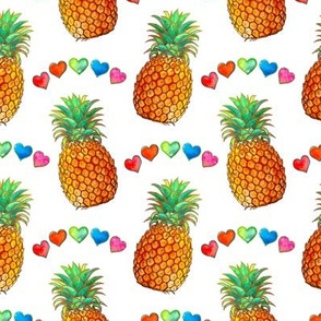 Happy Summer Pineapples and Rainbow Hearts