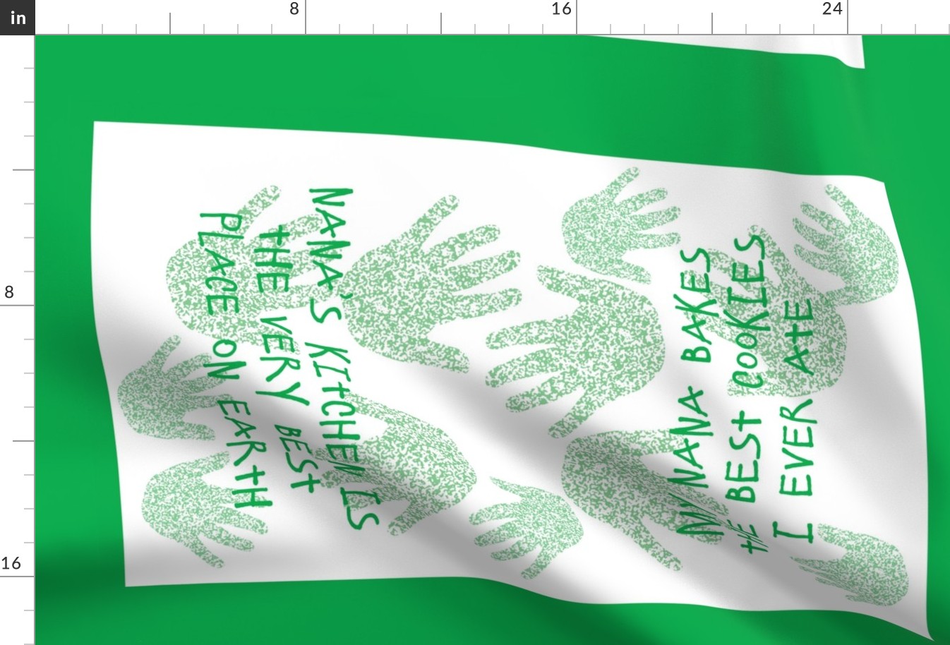 Green My Nana Tea Towel with handprints