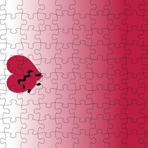 Jigsaw Puzzle Heart Gradient Red