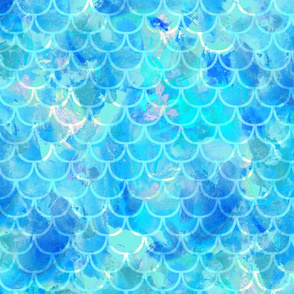 Mermaid Scale Fabric in Medium Blue