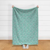 Sweet  Woodland Deer and Mushrooms Forest on Mint Green