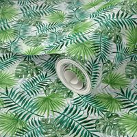 monstera and palm leaves - double