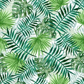 monstera and palm leaves - double