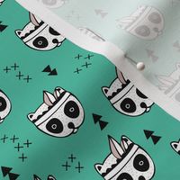 Cool geometric Scandinavian winter style indian summer animals little baby panda green XS