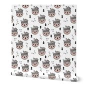 Cool geometric Scandinavian summer style indian summer animals little baby owl beige white XS