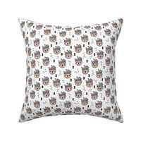 Cool geometric Scandinavian summer style indian summer animals little baby owl beige white XS