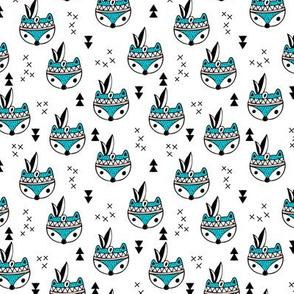 Cool geometric Scandinavian winter style indian summer animals little baby fox blue white XS