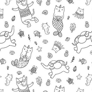 cat mermaids pattern