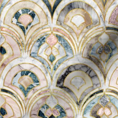 Marble Art Deco Tiles in Soft Pastels