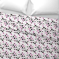Geometric pastel black and white triangle  abstract memphis style crosses and shapes purple