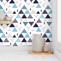 Geometric pastel black and white triangle  abstract memphis style crosses and shapes blue