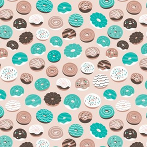Colorful donuts sweet NY bakery goods candy design blue beige gender neutral