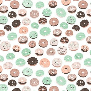 Colorful donuts sweet NY bakery goods candy design pastel peach mint