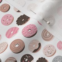 Colorful donuts sweet NY bakery goods candy design soft pink beige